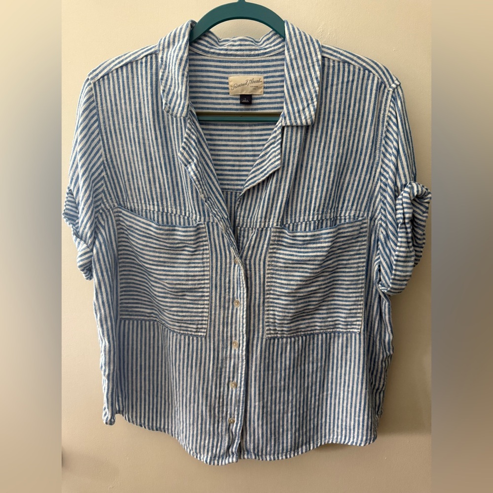 Universal Thread Blue and White Striped Top